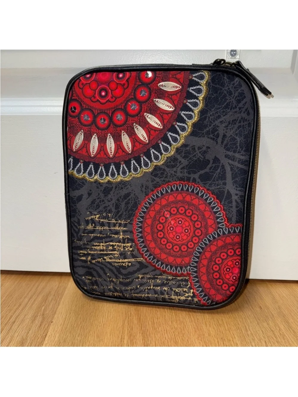 Desigual Red, Black & Gold Patterned Tablet Sleeve